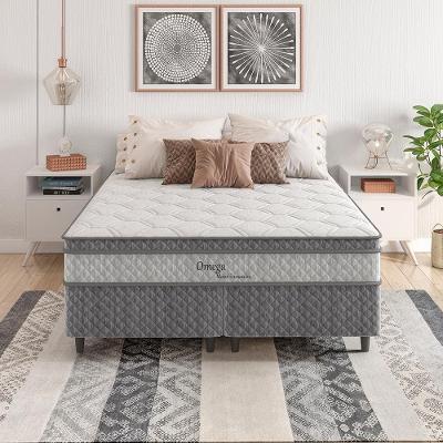 Cama Box Queen Size Herval Ômega com Pillow Top e Molas Ensacadas 60x158x198cm - Cinza/Branco