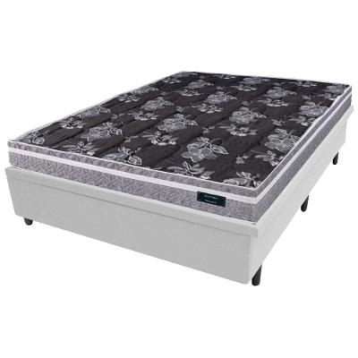 Colchão de Casal Globalflex Versalitis D33 + Base Box MGA Lift Cotton com Baú e Pistão à Gás 58x138x188cm - Cinza/Branco/Preto Floral