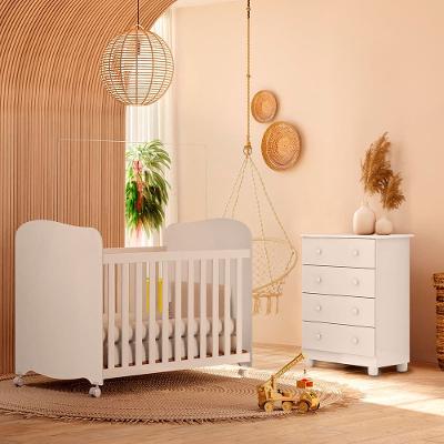 Berço Americano + Cômoda Infantil Peroba Duda Plus com 4 Gavetas - 65,1cm de largura