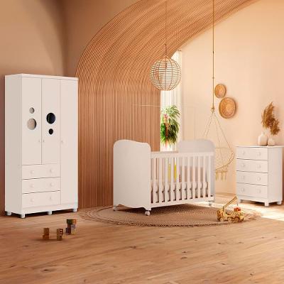 Guarda-Roupa Infantil Peroba Duda Plus com 92 cm de largura + Cômoda com 4 Gavetas e 65,1 cm de largura + Berço Americano