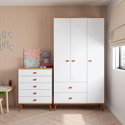 Guarda-Roupa Bartira Ternura com 3 Portas, 2 Gavetas + Cômoda Bartira Ternura com 5 Gavetas