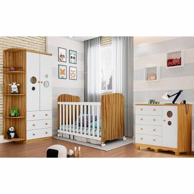 Guarda-Roupa Infantil Peroba Duda Plus, 86 cm de Largura + Cômoda com 1 Porta, 4 Gavetas, 1 Prateleira, 95,3 cm de Largura + Berço Americano