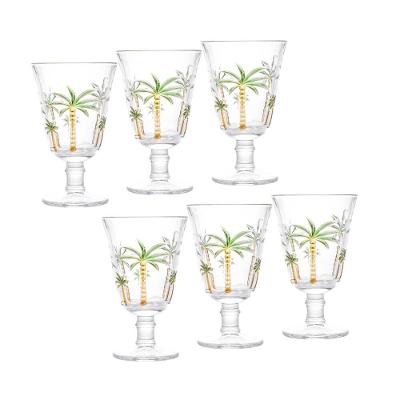 Conjunto de Taças Lyor 240 ml em Cristal Palm Hand Paiting - 6 Peças
