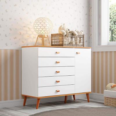 Cômoda Infantil Bartira Ternura com 5 Gavetas e 1 Porta - 106,8cm de Largura