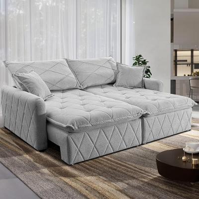 Sofá 3 Lugares Cama inBox Sublime Retrátil e Reclinável Revestido em Bouclé - 180cm de largura