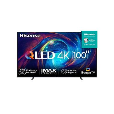 Smart TV 100" UHD 4K QLED Hisense 100U7N Google TV, Subwoofer Integrado, Modo Jogo 144Hz, IMAX e Compatível com Alexa