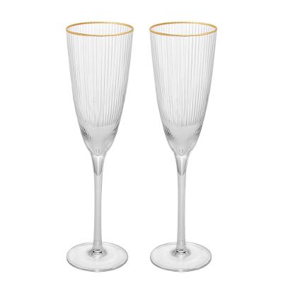 Conjunto de Taças para Champanhe Wolff com Borda Dourada Lines 300 ml em Vidro – 2 Peças