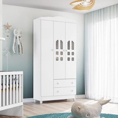Guarda-Roupa Infantil Carolina Baby Eloa com 3 Portas, 2 Gavetas e 4 Prateleiras – 94cm de largura
