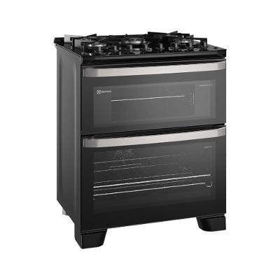Fogão Electrolux 5 Bocas Experience FE5DP com Duplo Forno, Mesa de Vidro, PerfectCook360 e VaporBake - Preto