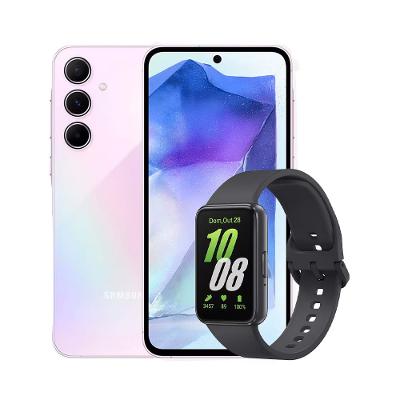 Smartphone Samsung Galaxy A55 5G 256GB Rosa, 8GB RAM, Câmera Tripla Traseira de até 50MP e Tela Super AMOLED 6.6" + Galaxy Fit3 Grafite