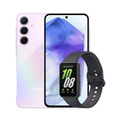 Smartphone Samsung Galaxy A55 5G 128GB Rosa, 8GB RAM, Câmera Tripla Traseira de até 50MP e Tela Super AMOLED 6.6" + Galaxy Fit3 Grafite