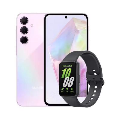 Smartphone Samsung Galaxy A35 5G Rosa 128GB, 6GB RAM, Câmera Tripla Traseira de até 50MP e Tela super AMOLED de 6,6" + Galaxy Fit3 Grafite