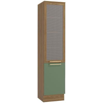 Paneleiro Kappesberg Botanic com 2 Portas com Tela e 5 Prateleiras - Nogueira/Verde