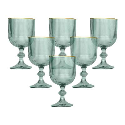 Conjunto de Taças L`Hermitage Cameratta 365ml com Borda Dourada em Cristal Ecológico Verde - 6 Peças