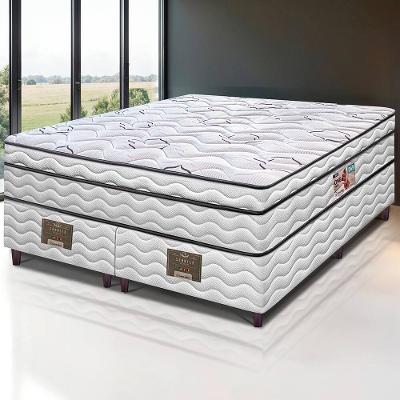 Cama Box King Size Bipartida Cama inBox Moderne Ortopédico com Camada Especial de Espuma D45 63x193x203cm - Branco/Grafite