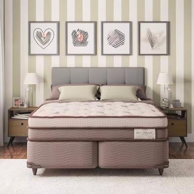 Cama Box King Size Ortobom New Magestic com Molas Ensacadas 68x193x203cm - Marrom/Cinza
