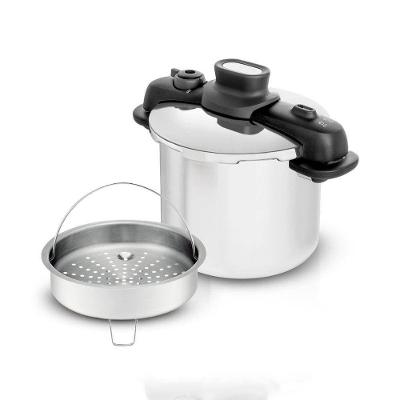 Panela de Pressão T-FAL Opti’Space em Inox com Cesto Vapor - 7 L