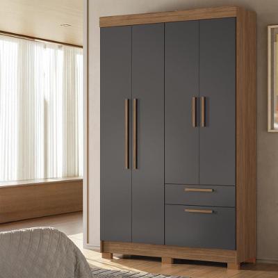 Guarda-Roupa Solteiro Santos Andirá Londrina com 4 Portas, 2 Gavetas e 3 Prateleiras - 130cm de largura