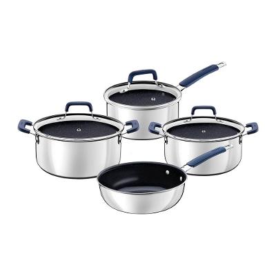 Jogo de Panelas Tramontina Romagna em Aço Inox com Revestimento Antiaderente Cerâmico Preto/Azul – 4 Peças