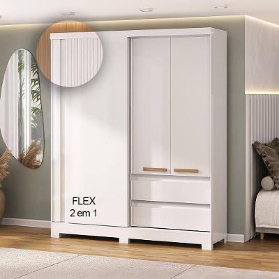 Guarda-Roupa Casal 1 Porta Correr Atualle Condor 3D Flex Branco Brilho
