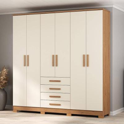 Guarda-roupa casal Atualle Lugano 6 Portas 4 Gavetas Canelato Off White
