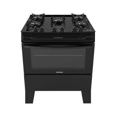 Fogão Itatiaia 5 Bocas Electra Glass Plus com Mesa de Vidro e Acendimento Automático Bivolt – Preto
