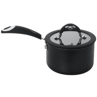 Panela Multiflon Dom em Alumínio com Revestimento Antiaderente, Tampa de Vidro Temperado e Cabo de Silicone 18 cm – Preta