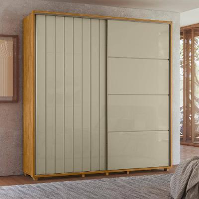Guarda-Roupa Casal Madetec Monet 2 Portas Correr Ripado Amortecimento Cabideiro Extensível 4 Gavetas