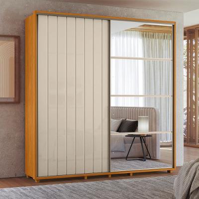 Guarda-Roupa Casal Madetec Monet Com Espelhos 2 Portas Correr Ripado Amortecimento Cabideiro Extensível 4 Gavetas