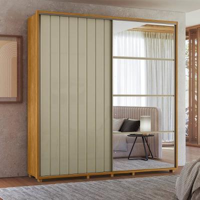 Guarda-Roupa Casal Madetec Monet Com Espelhos 2 Portas Correr Ripado Amortecimento Cabideiro Extensível 4 Gavetas