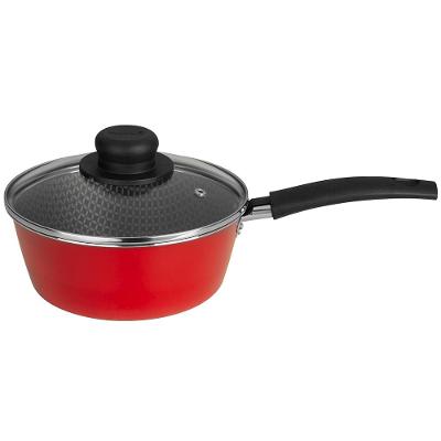 Panela Multiflon Essencial em Alumínio com Revestimento Interno Antiaderente e Tampa de Vidro com Saída de Vapor 18 cm – Vermelha