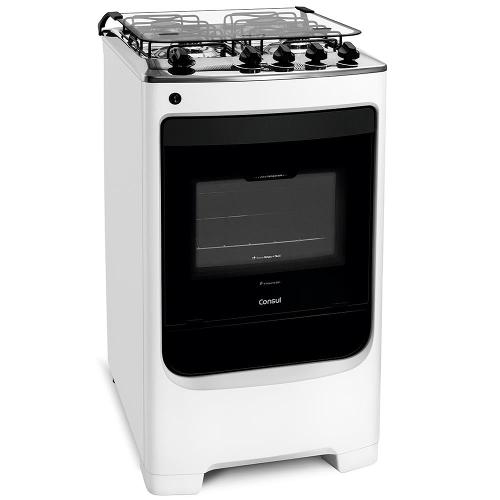 Fogão Consul 4 Bocas CFO4NAB com Mesa de Inox, Acendimento Automático e Design Frente Única Bivolt - Branco