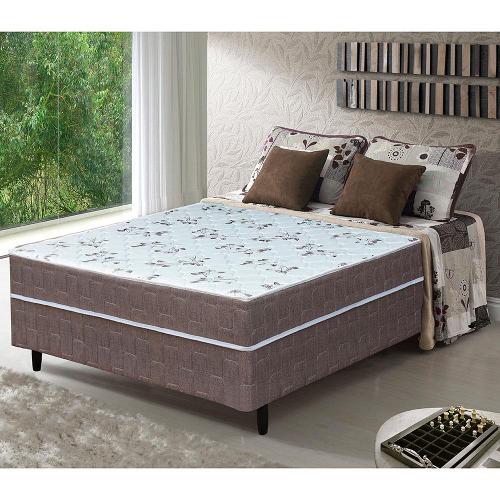 Cama Box Conjugada Casal Umaflex New Florença com Molas Ensacadas 55x138x188cm - Marrom e Bege
