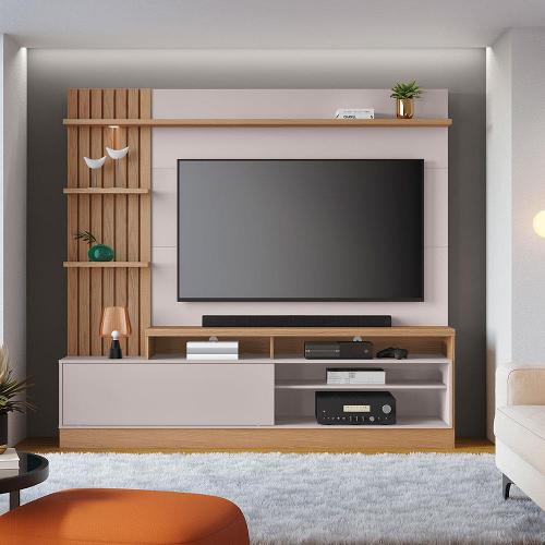 Painel Home Colibri Maceió com 4 Prateleiras, 4 Nichos, para TVs até 65”