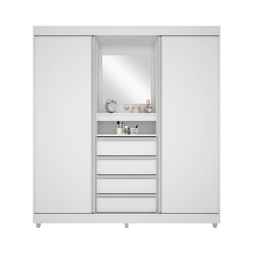 Guarda-Roupa Bartira Fortaleza II com Espelho, 2 Portas de Correr, 4 Gavetas - 184,5 cm de Largura