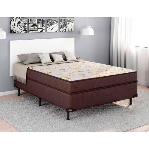 Cama Box Conjugada Casal Ortobom Turin Spring com Ortopillow e Molas Nanolastic 43x138x188cm - Marrom/Bege