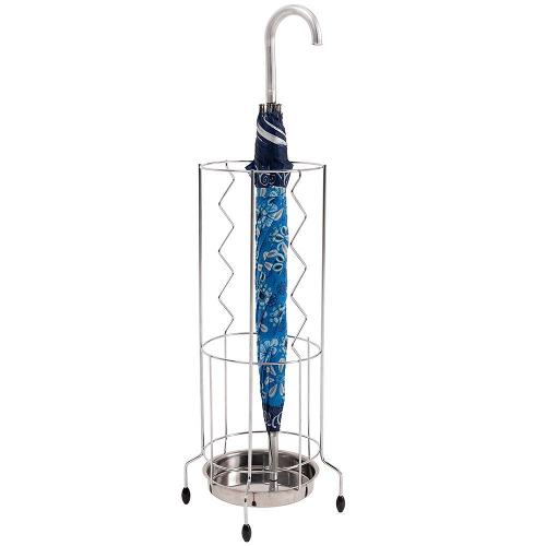 Porta Guarda-chuva em Aço Cromado, Inox e PVC Utimil Redondo – 64 cm