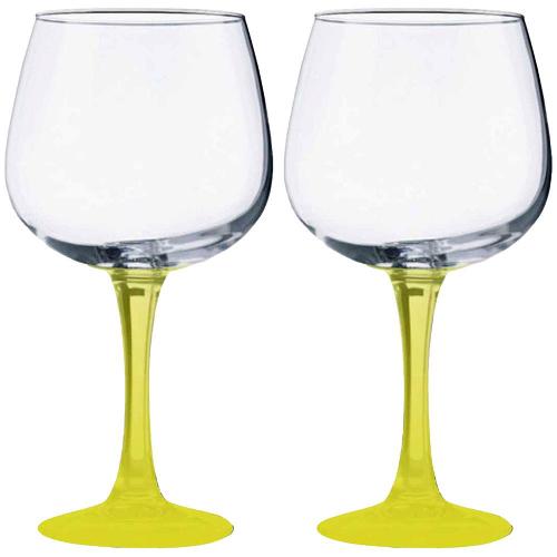 Conjunto de Taças para Gin Vicrila Ibiza com Base Amarela 720 ml – 2 Peças