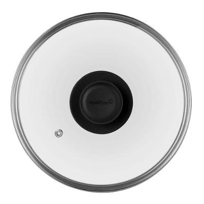 Tampa de Vidro Multiflon com Pomel Preto - 20cm de Diâmetro