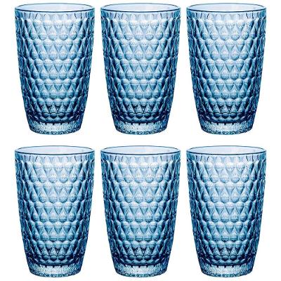 Conjunto de Copos L`Hermitage Amelie em Vidro Azul 355ml - 6 Peças