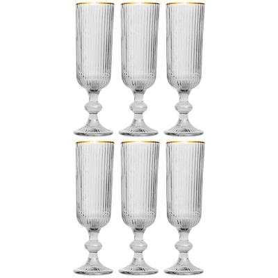 Conjunto de Taças L`Hermitage Cameratta em Vidro com Borda Dourada 160ml - 6 Peças