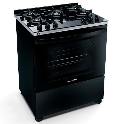 Fogão Brastemp 5 Bocas BFS5VCE com Mesa De Vidro e Turbo Chama Bivolt - Preto