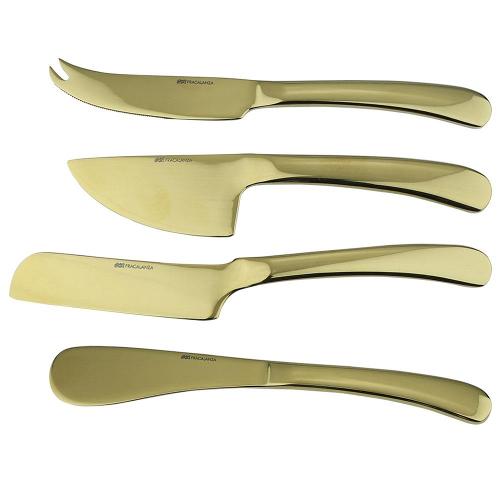 Jogo de Facas para Queijo Fracalanza em Aço Inox Champanhe - 4 Peças