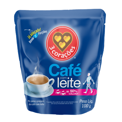 Café com Leite 3 Corações com Cálcio Refil 100g