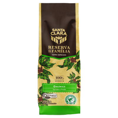 Café Torrado e Moído Orgânico Santa Clara Reserva da Família Pacote 250g
