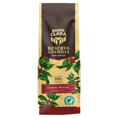 Café Torrado e Moído Cerrado Mineiro Santa Clara Reserva da Família Pacote 250g