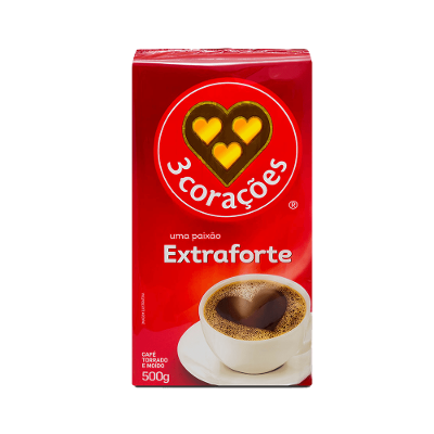 Café Torrado e Moído 3 Corações Extra Forte a Vácuo 500g