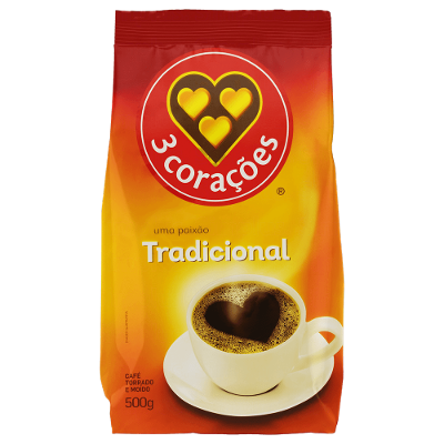 Café Torrado e Moído 3 Corações Tradicional Pacote 500g
