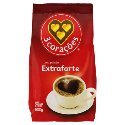 Café Torrado e Moído 3 Corações Extra Forte Pacote 500g