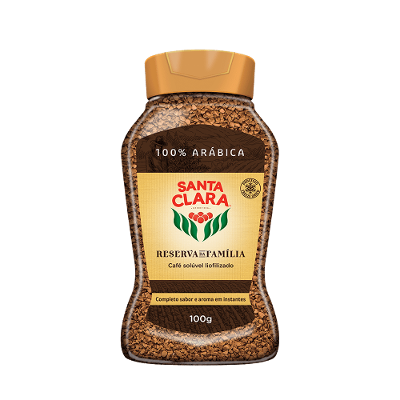 Café Solúvel Granulado Santa Clara Reserva da Família Liofilizado 100% Arábica Vidro 100g